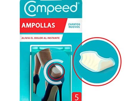 Compeed Ampollas Zapatos Nuevos, 5 Apósitos Hidrocoloides - Tratamiento De Pies, Cura Rápidamente, Tamaño Del Apósito: 4.2 X 6.8 Centímetros Embalaje Deteriorado Fashion