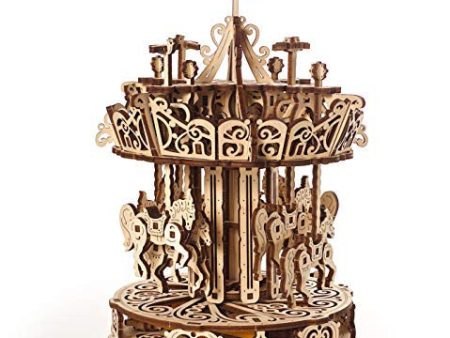 Ugears Puzzles Carrusel Modelo mecánico-Rompecabezas Adultos De Madera Kits de construcción 3D Carousel (70129) Embalaje Deteriorado Discount