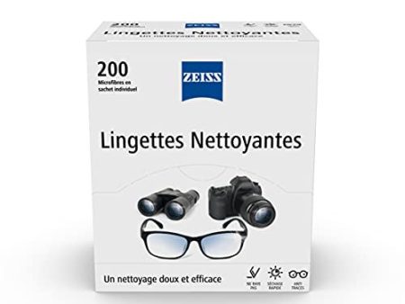 Zeiss Toallitas limpiadoras para gafas, pantallas, smartphones y cámaras, sin riesgo de arañazos con secado rápido, bolsa individual de 5 x 5 cm, paquete de 200 unidades Embalaje Deteriorado Sale