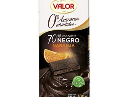 Valor - Chocolate Negro 70% con Naranja y Sin Azúcares Añadidos. Chocolate intenso y equilibrado. Todo el placer sin azúcar. Sin Glúten y Apto para Diabéticos - 100 Gramos For Cheap