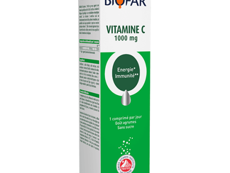 Biofar - Vitamina C 1000 mg - 20 Tabletas efervescentes - Cura para la reducción de la fatiga, inmunidad - sabor afrutado - sin azúcar o coloración artificial Embalaje Deteriorado Fashion