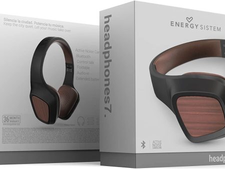 Energy Sistem Headphones 7 - Auriculares con Bluetooth con tecnología ANC, Sistema de rotación de 15 Grados, micrófono Integrado, hasta 100 Horas de autonomía.Color Negro y marrón 
(Sin bolsa de transporte) Reacondicionado Discount